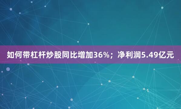 如何带杠杆炒股同比增加36%；净利润5.49亿元